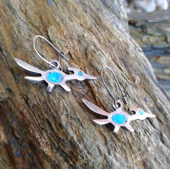 Sterling Silver Vintage Roadrunner EARRINGS - Picture 3 of 7